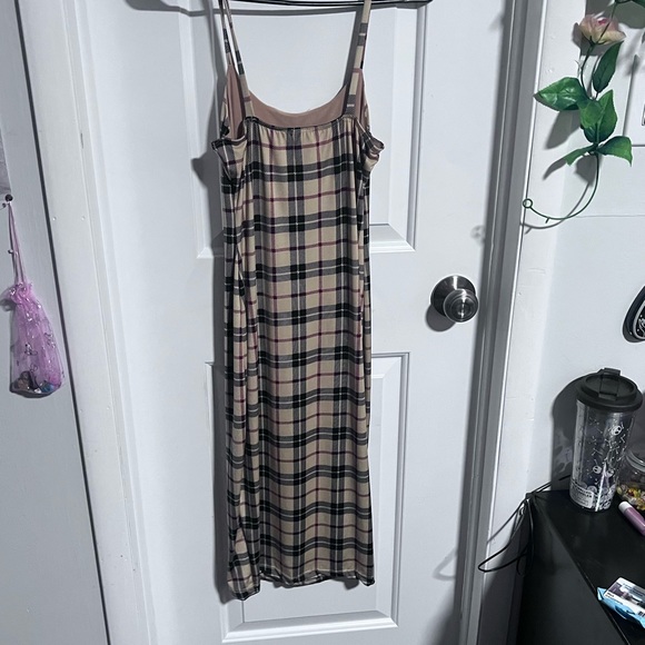 Upwork Plaid spaghetti double layer mini dress - Picture 4 of 4
